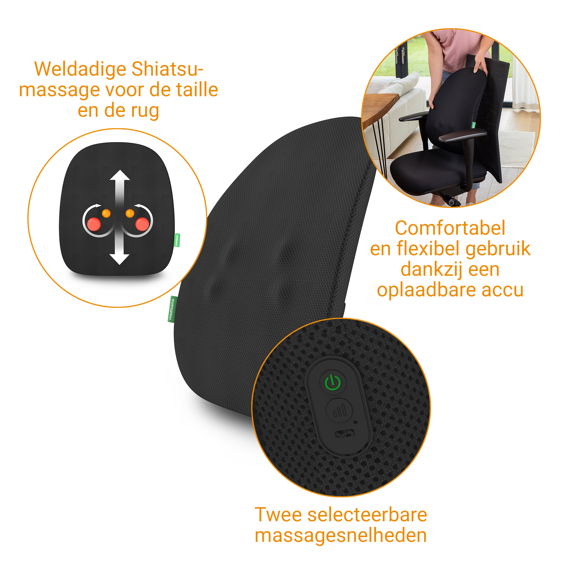 MC 500 | draadloos Shiatsu-rugmassageapparaat