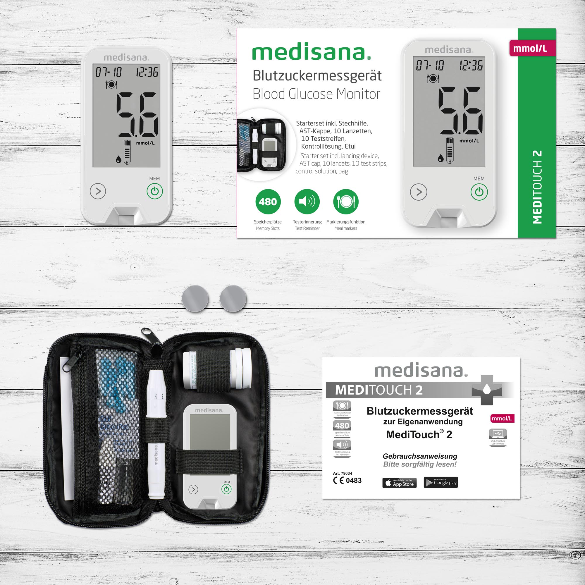 MediTouch 2 mmol/L | Medidor de glucosa en sangre