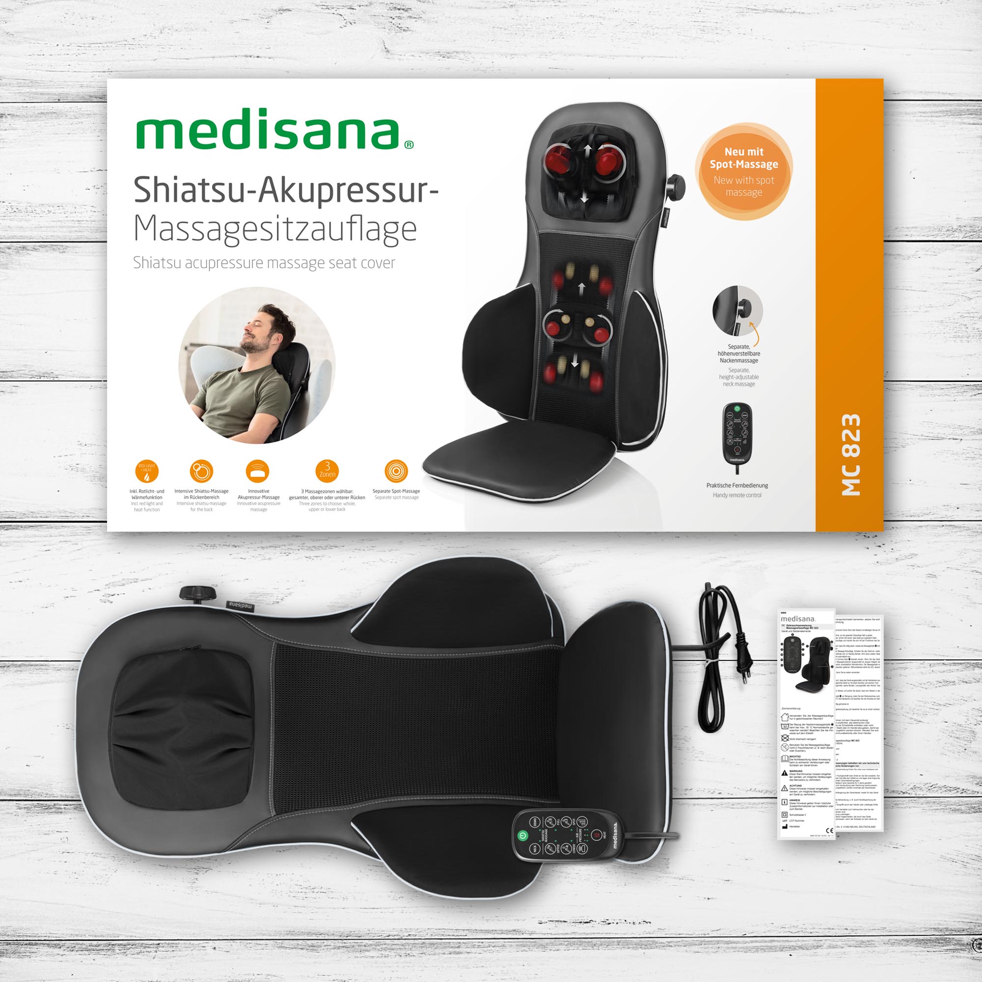 MC 823 | Shiatsu-acupressuur-massage-opzetkussen