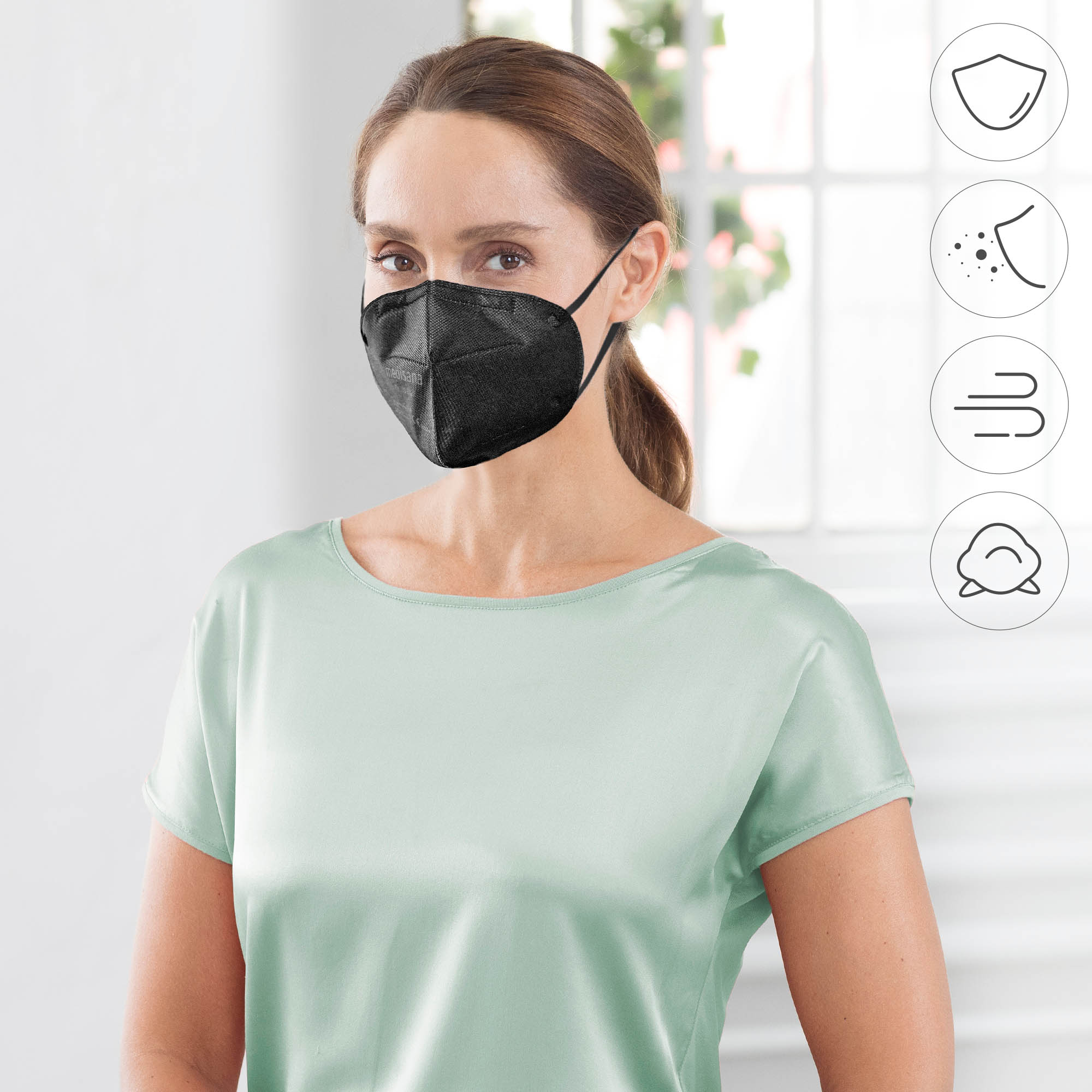 medisana RM 100 FFP2 Máscara - 10 piezas - negro