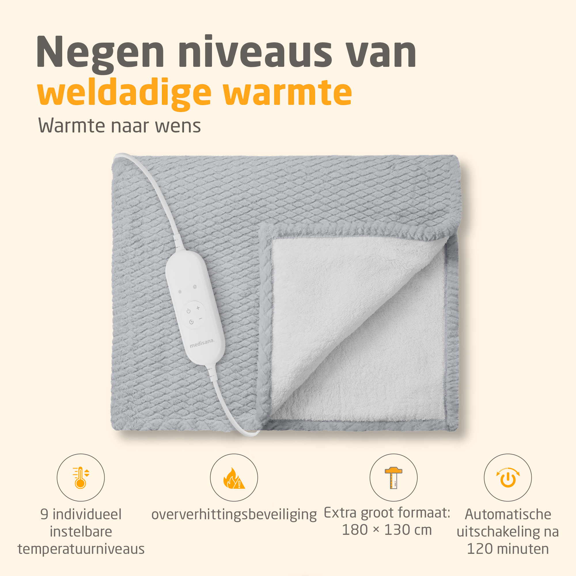 HB 416 | knusse verwarmde deken | lichtgrijs