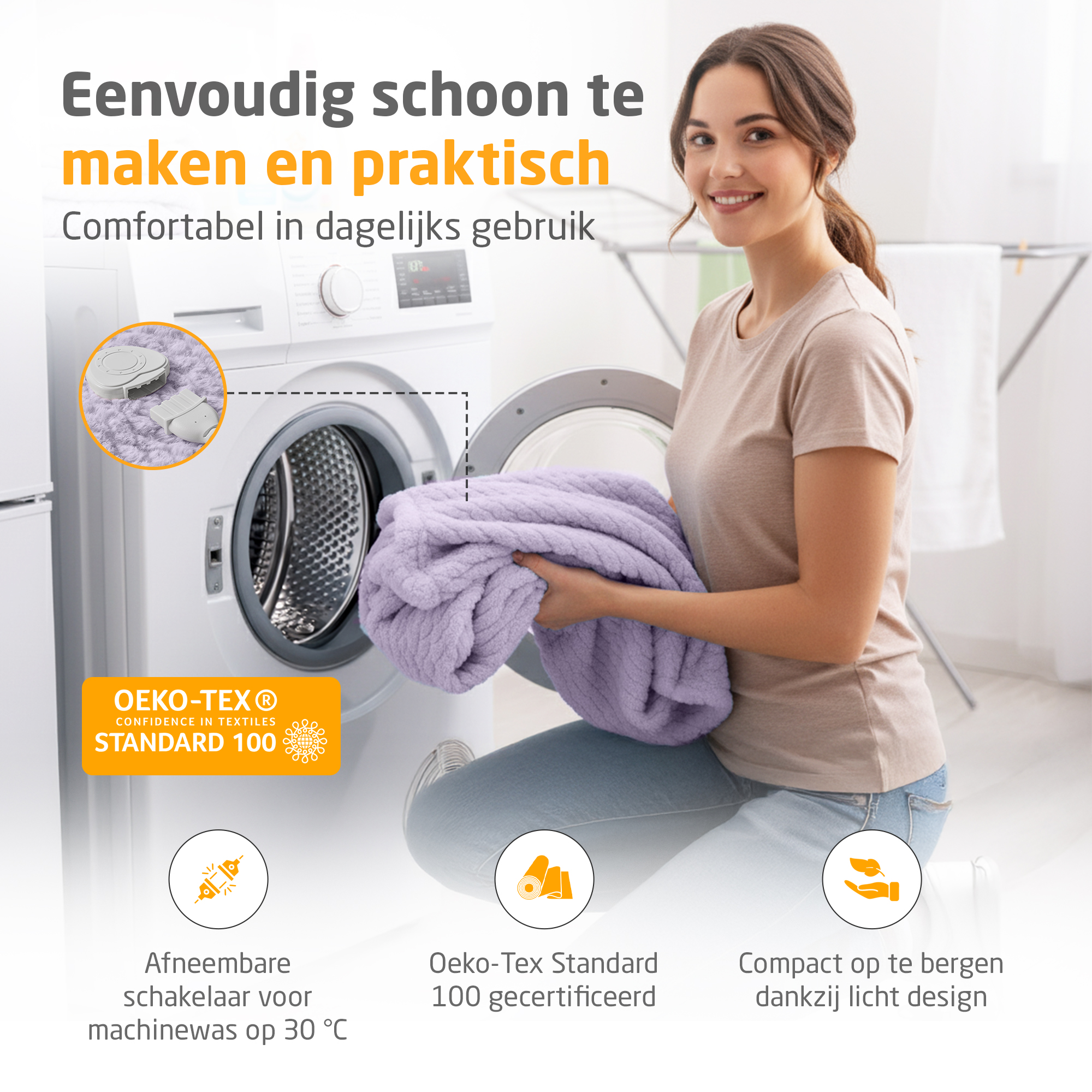 HB 418 | pluche elektrische deken | zacht lila