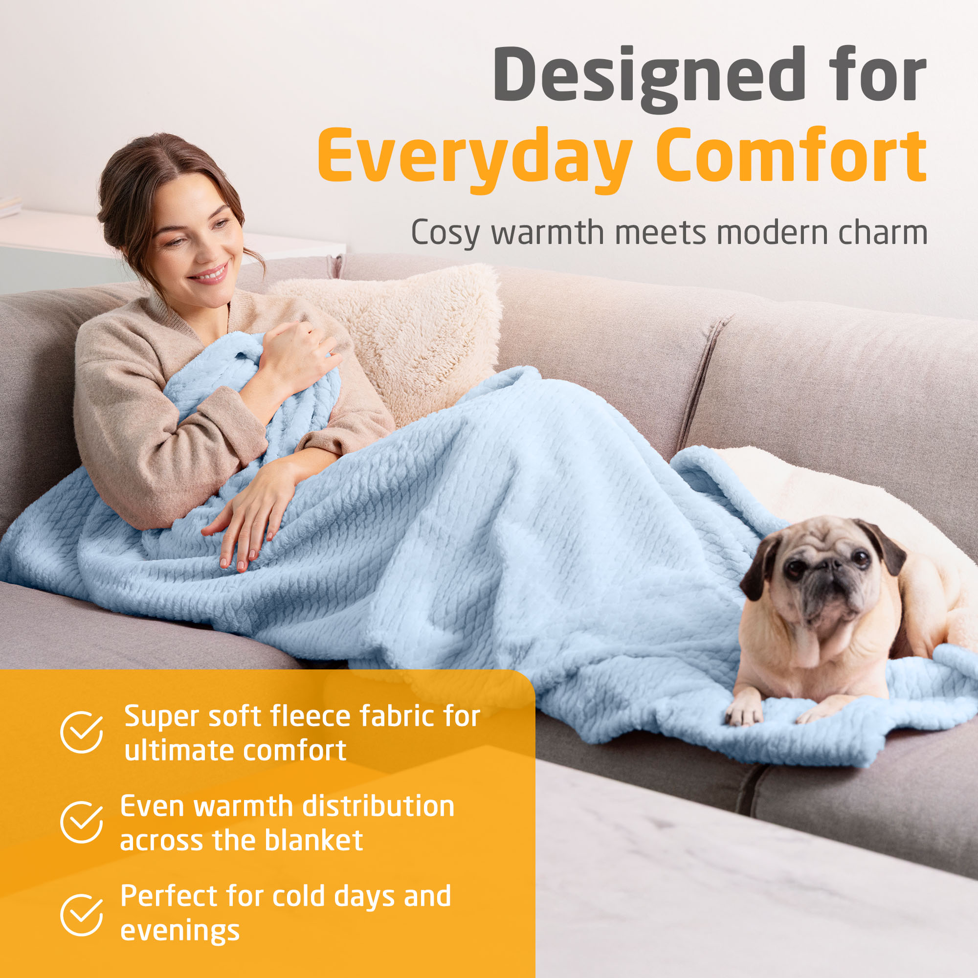HB 415 | Cozy Heated Blanket | Denim Blue