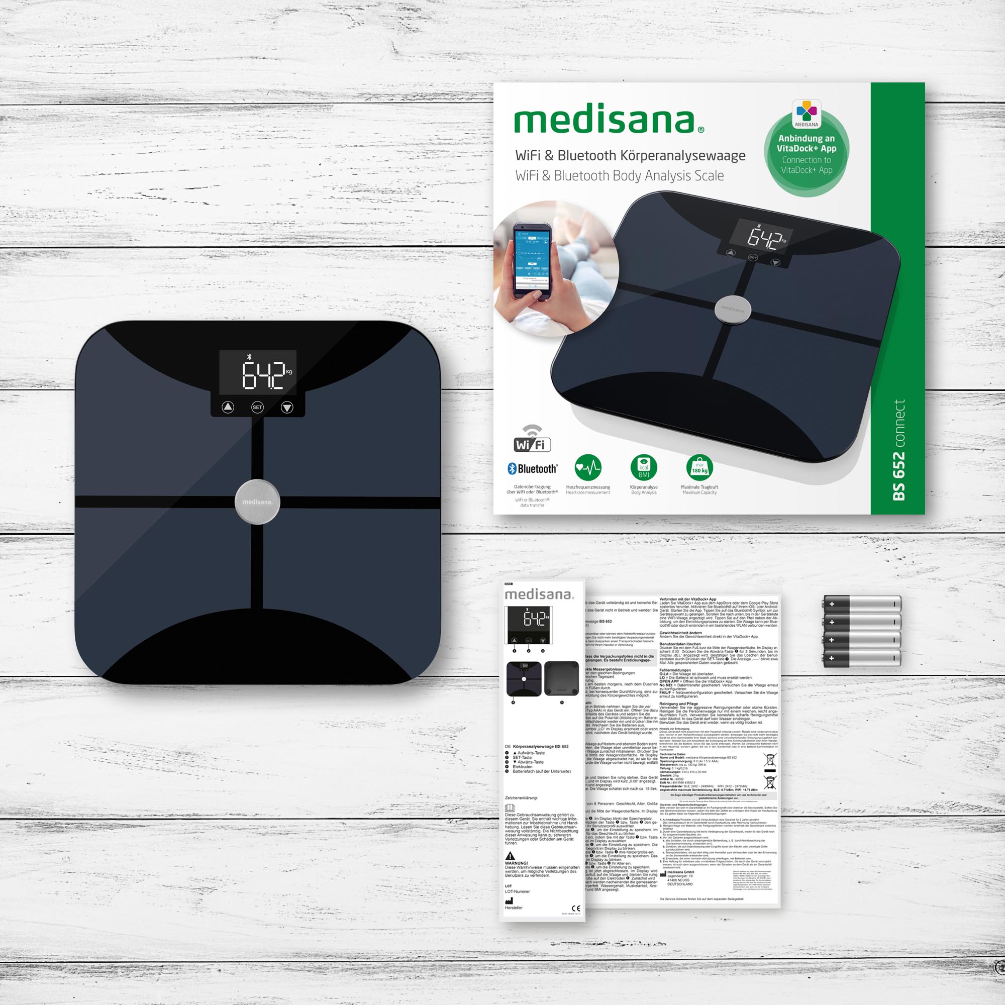 medisana BS 652 Wifi negra báscula de análisis corporal