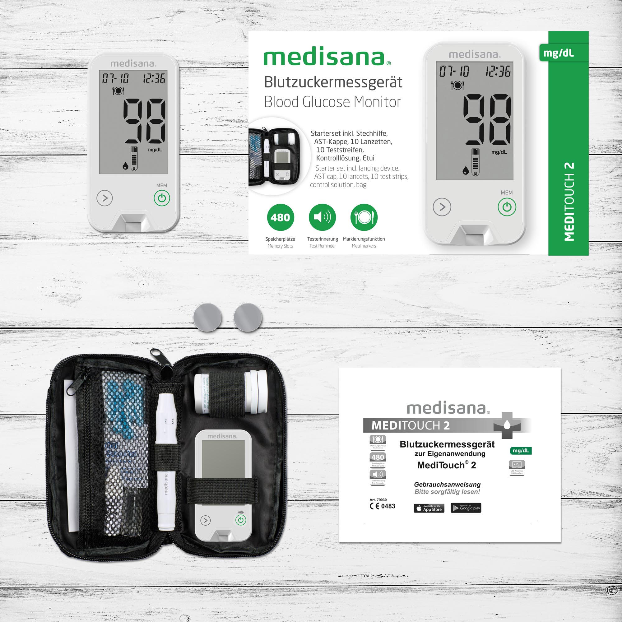 medisana Blutzuckermessgerät mg/dl MediTouch 2