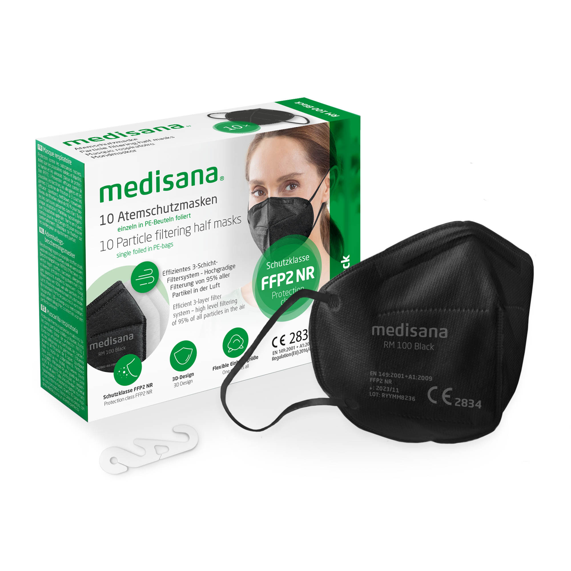 medisana RM 100 FFP2 Máscara - 10 piezas - negro