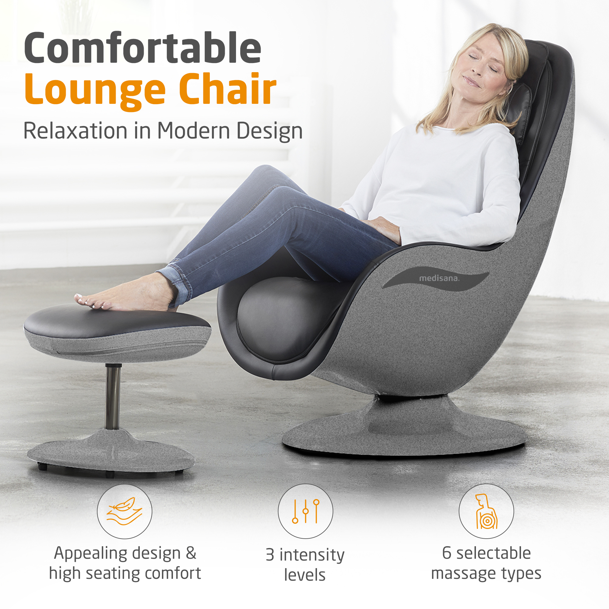 RS 670 | Lounge chair with massage function and ottoman