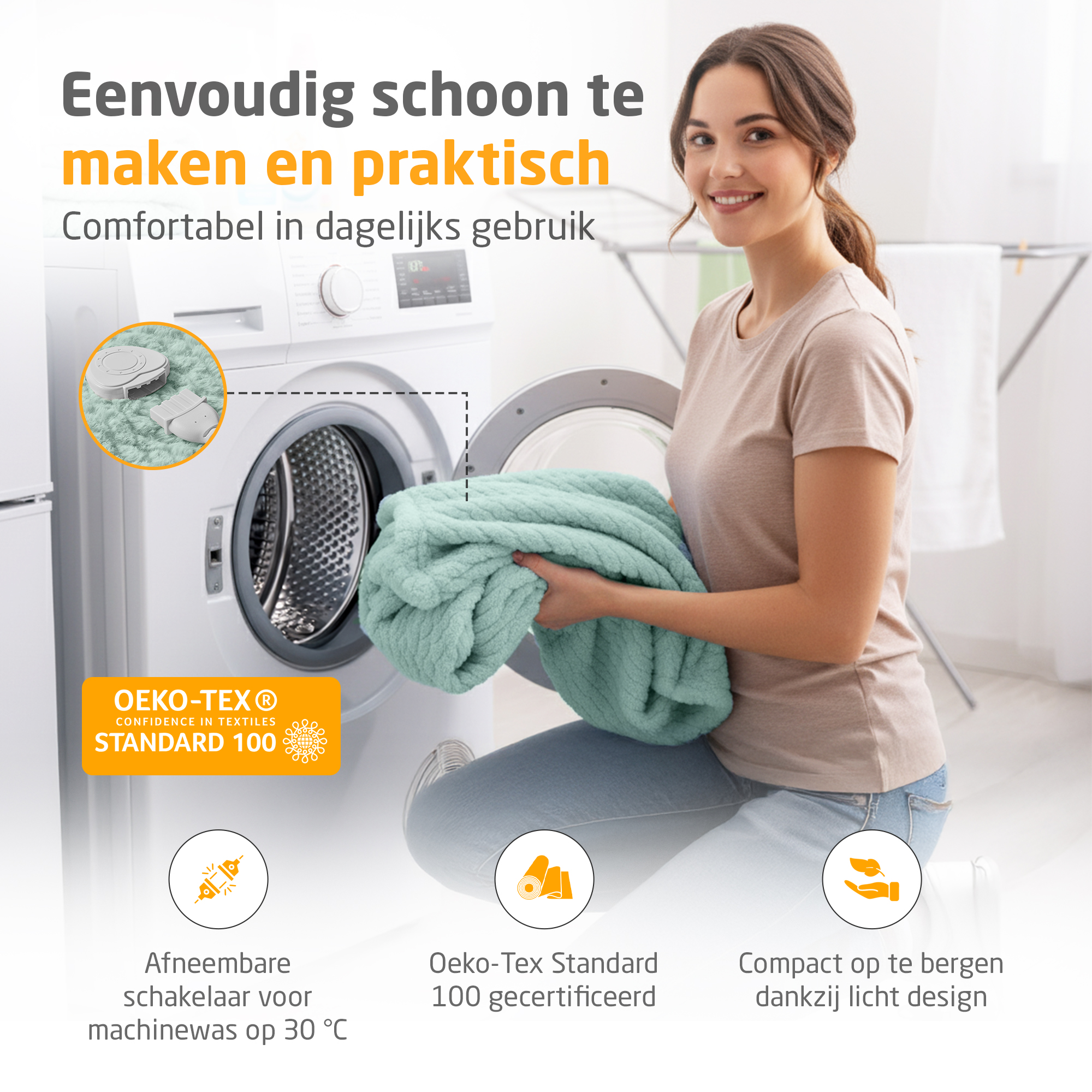 HB 417 | knusse elektrische deken | saliegroen