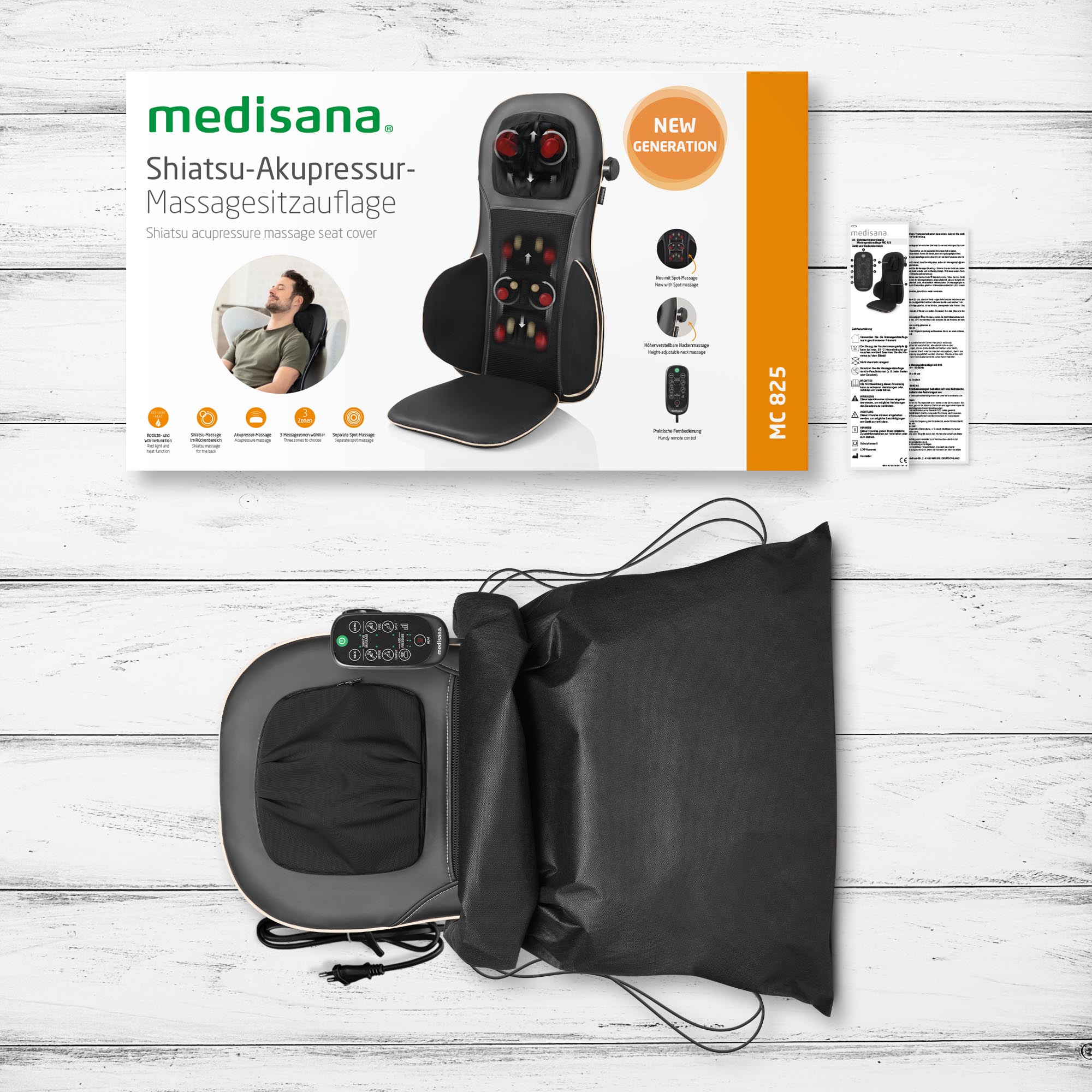MC 825 | Colchoneta de masaje para asiento Shiatsu y acupresión