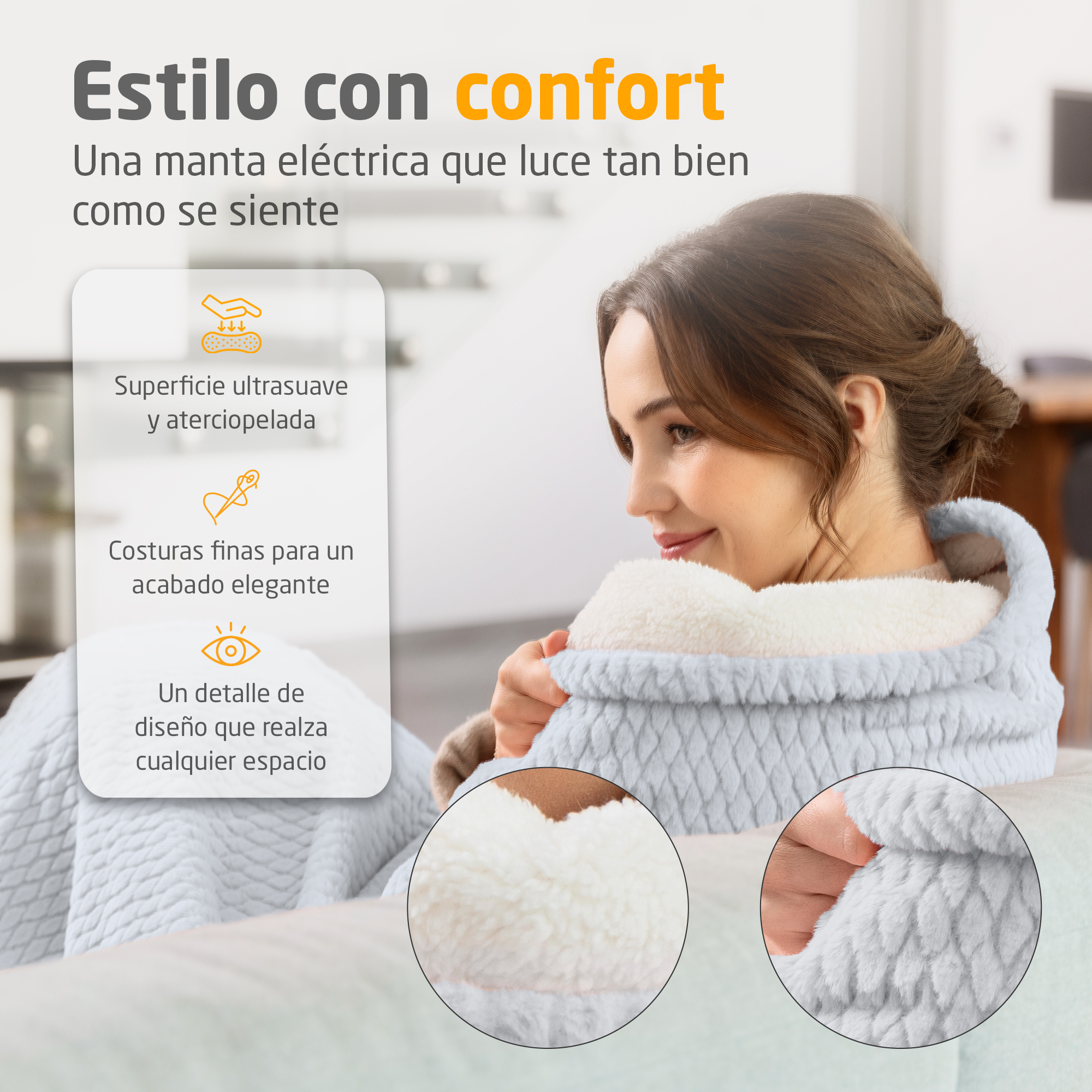 HB 416 | manta eléctrica acogedora | gris claro