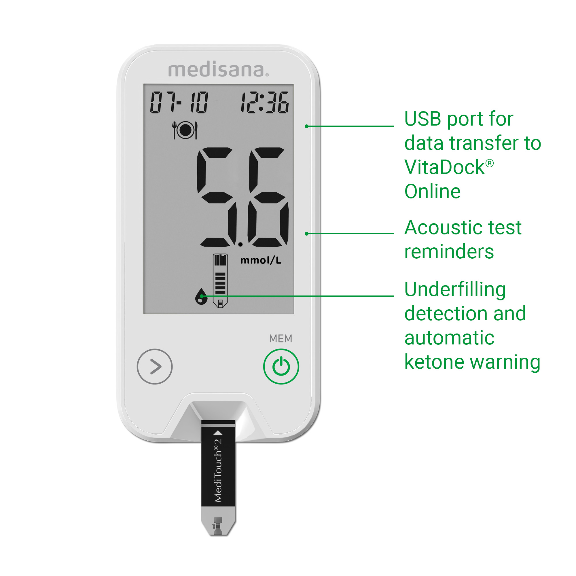 MediTouch 2 mmol/L | bloedsuikermeter