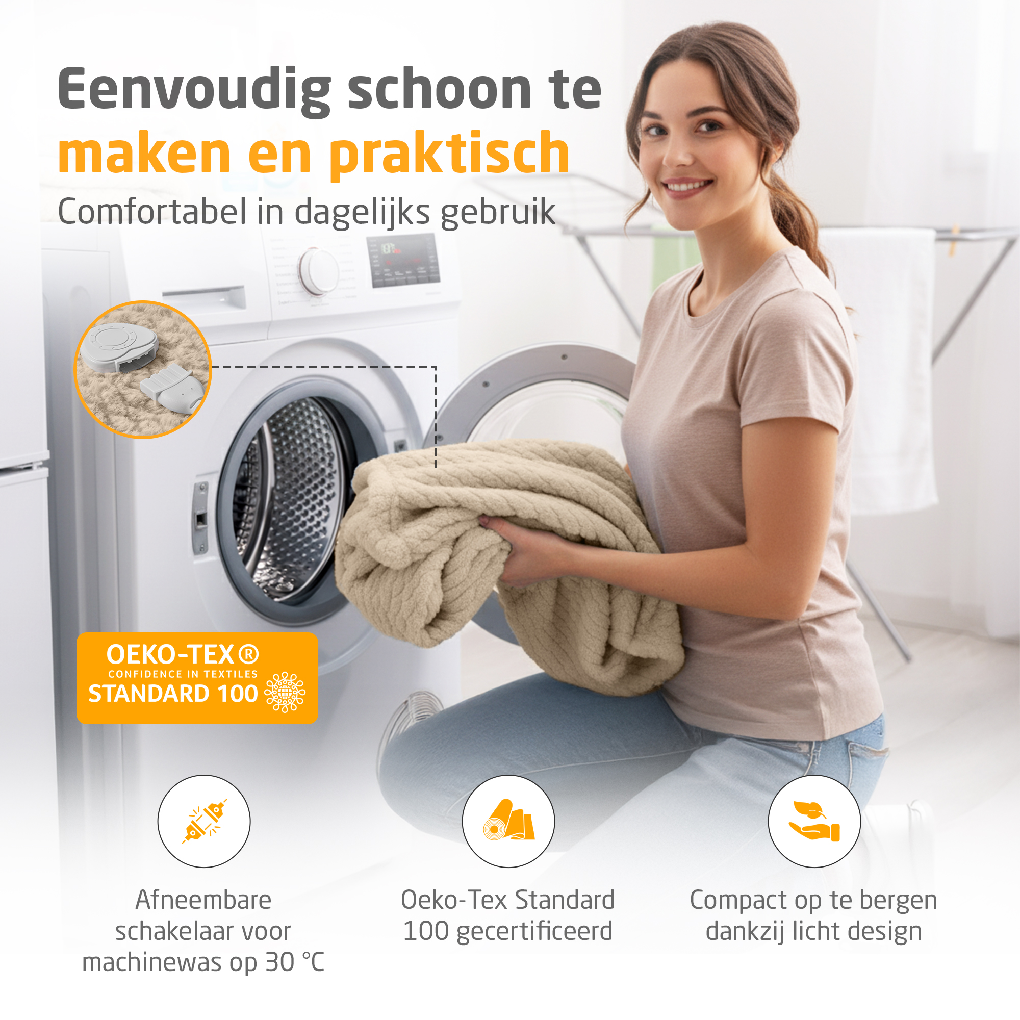 HB 419 | pluchen elektrische deken | zandcrème