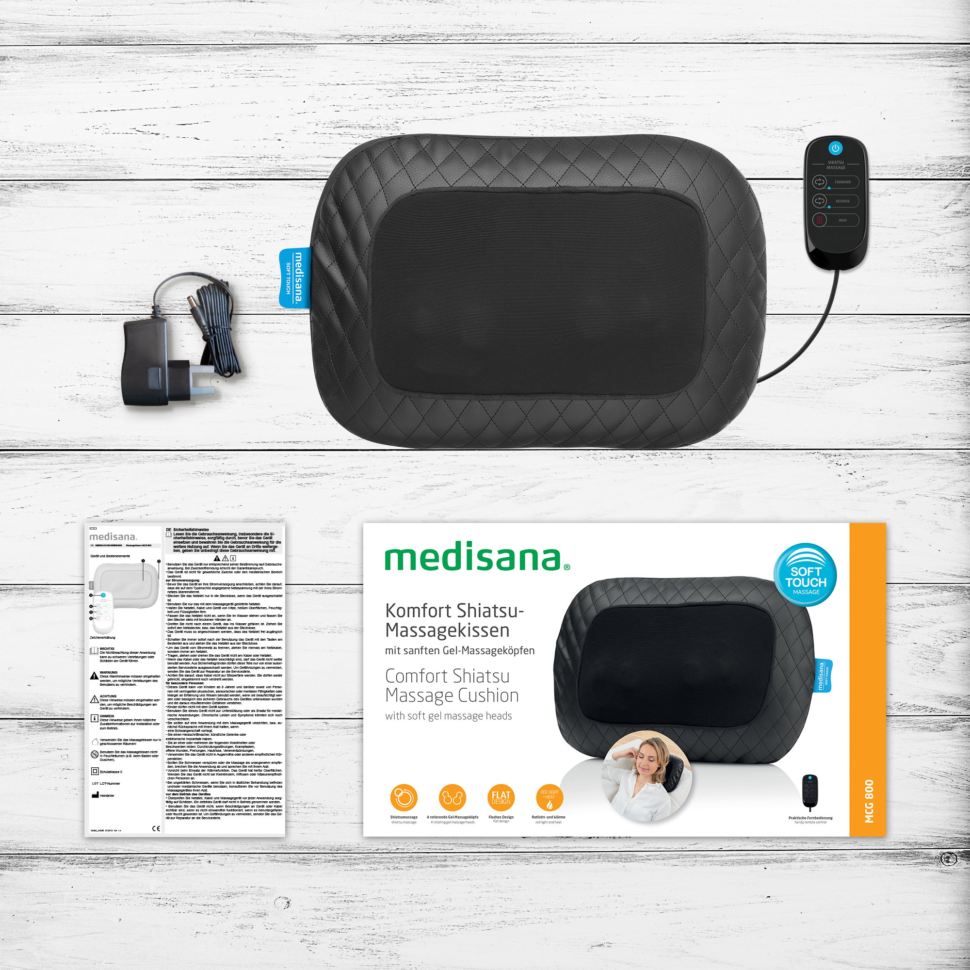 MCG 800 zwart | Gel Shiatsu-massagekussen