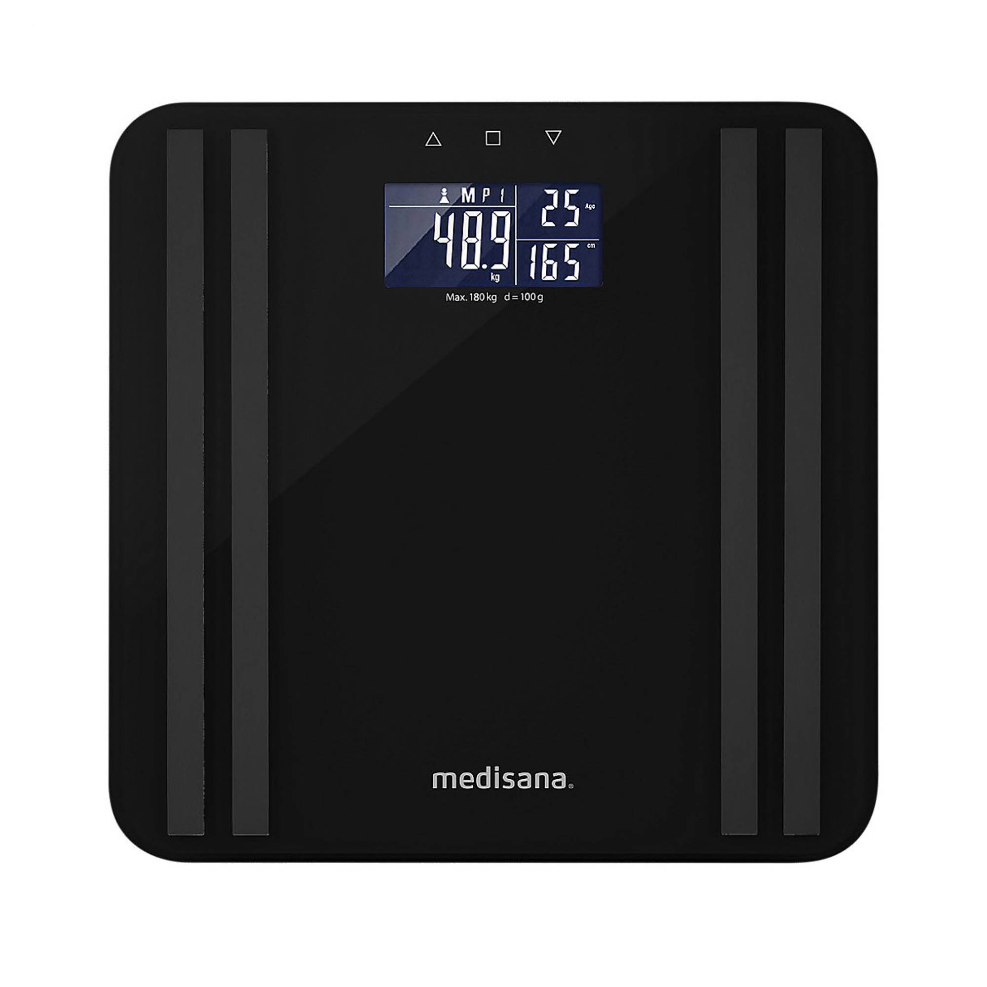medisana BS 465 báscula de baño con análisis corporal y medición de grasa, agua, masa muscular y el peso oseo