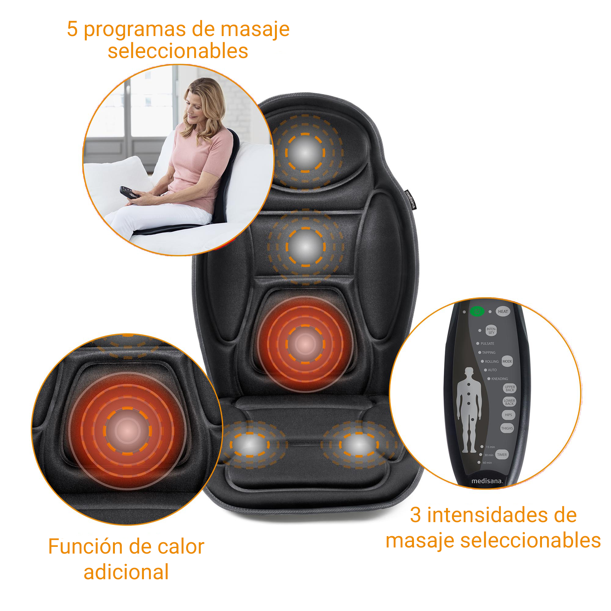 MCH | Almohadilla de masaje vibratoria para asiento