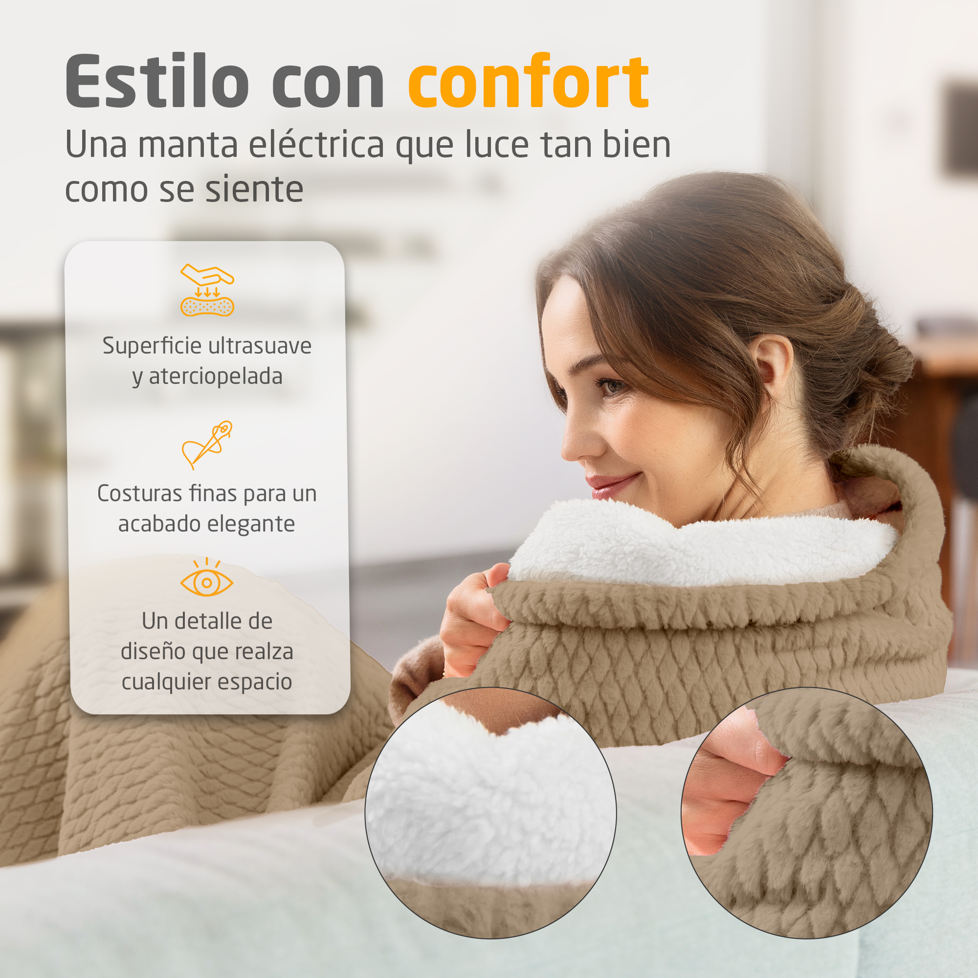 HB 419 | manta eléctrica acogedora | arena crema