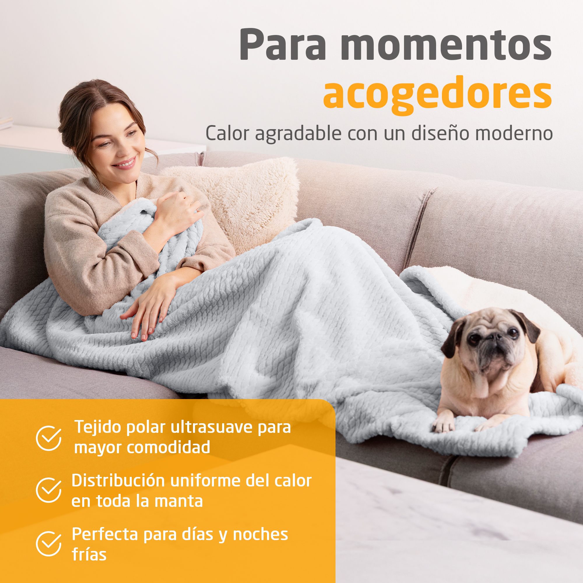 HB 416 | manta eléctrica acogedora | gris claro