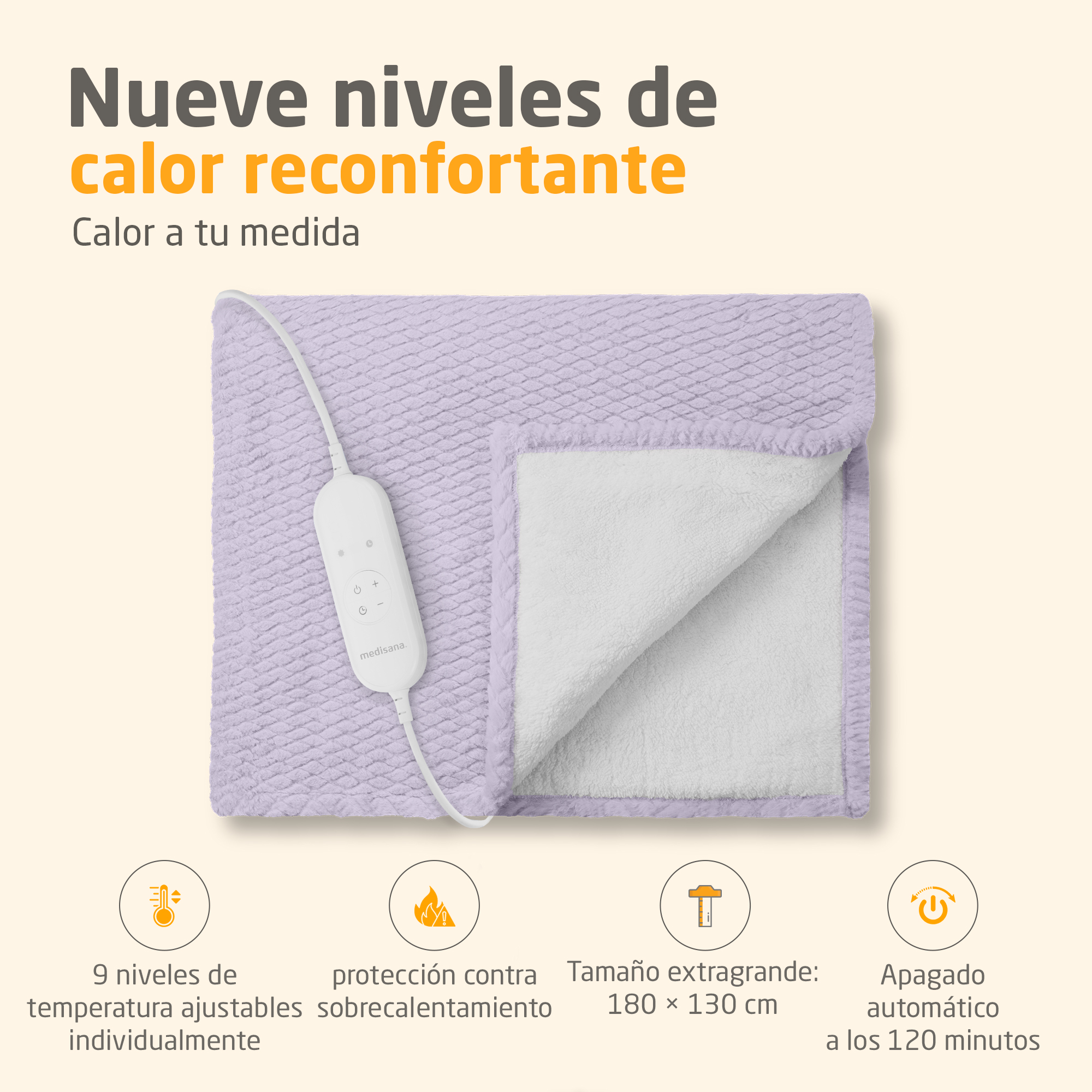 medisana HB 418 - Manta térmica - Lila suave