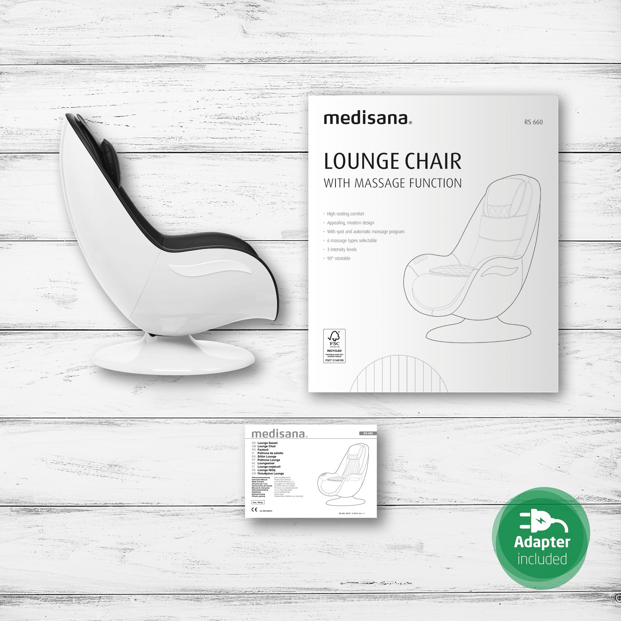 RS 660 | Sillón lounge con función de masaje y reposapiés