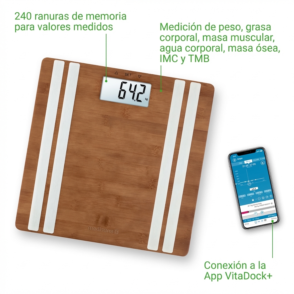 BS 552 connect | Báscula de análisis corporal de bambú