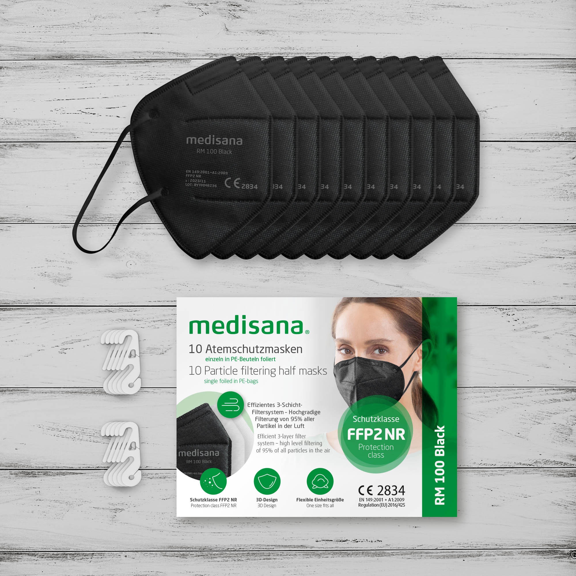 medisana RM 100 FFP2 Máscara - 10 piezas - negro