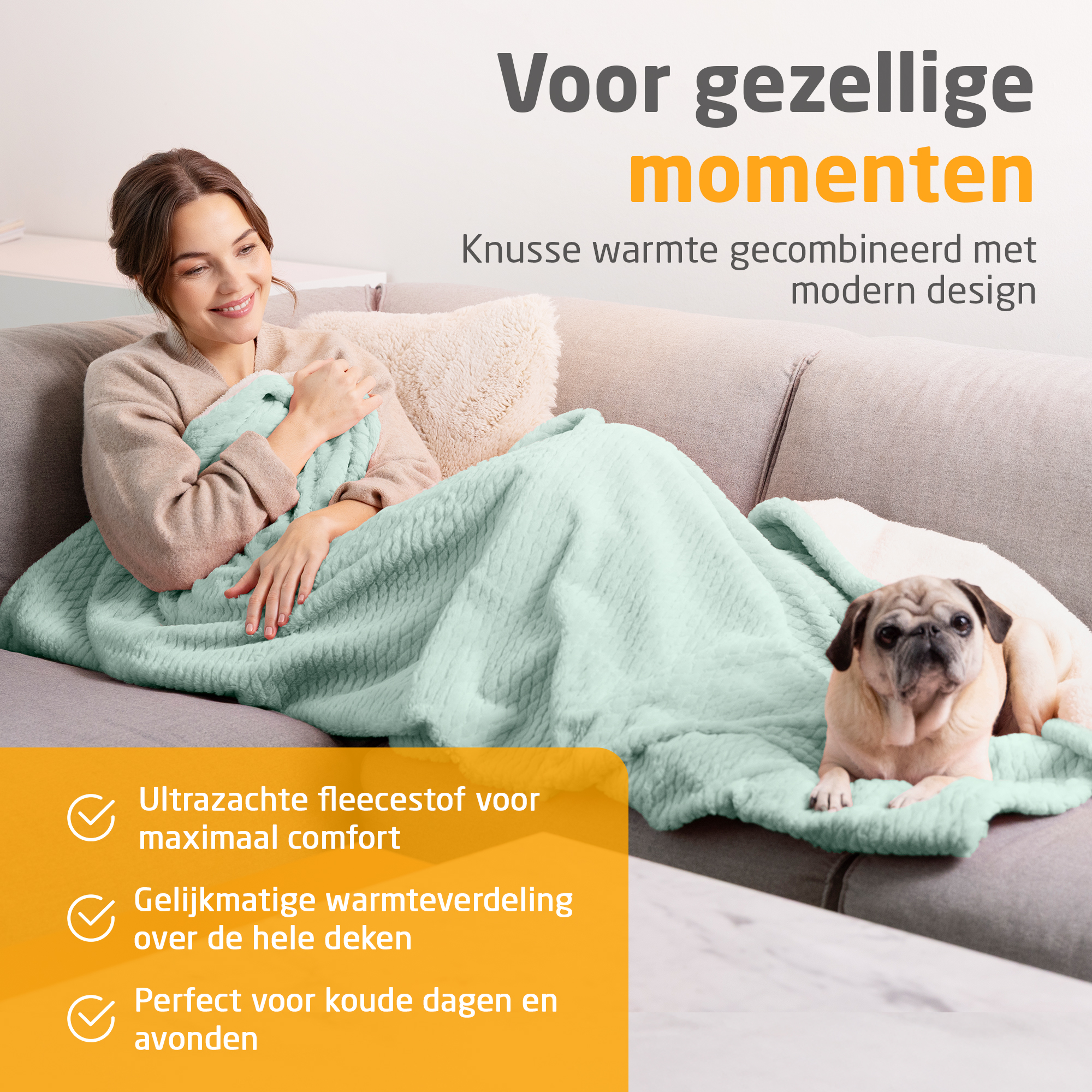 HB 417 | knusse elektrische deken | saliegroen