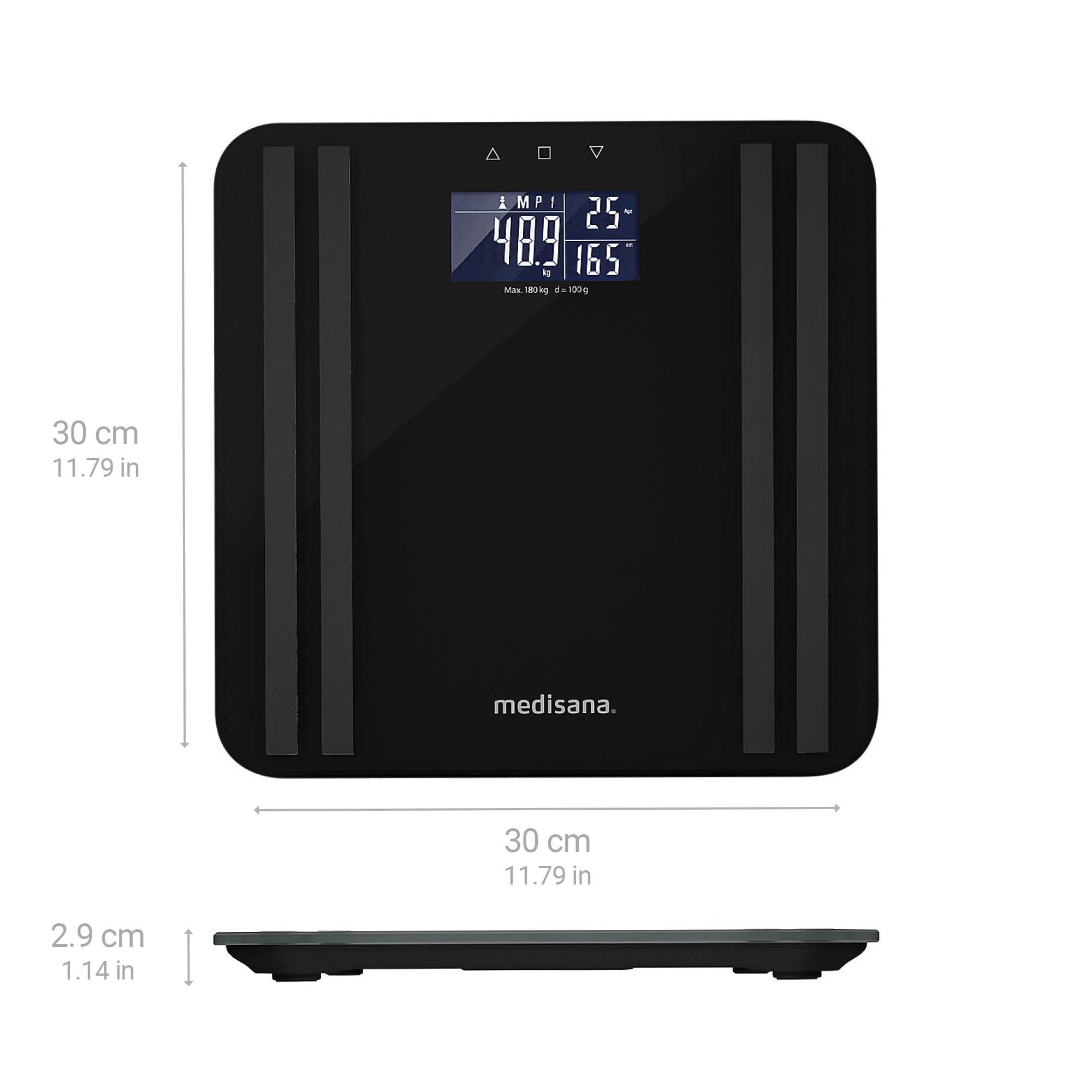 medisana BS 465 báscula de baño con análisis corporal y medición de grasa, agua, masa muscular y el peso oseo