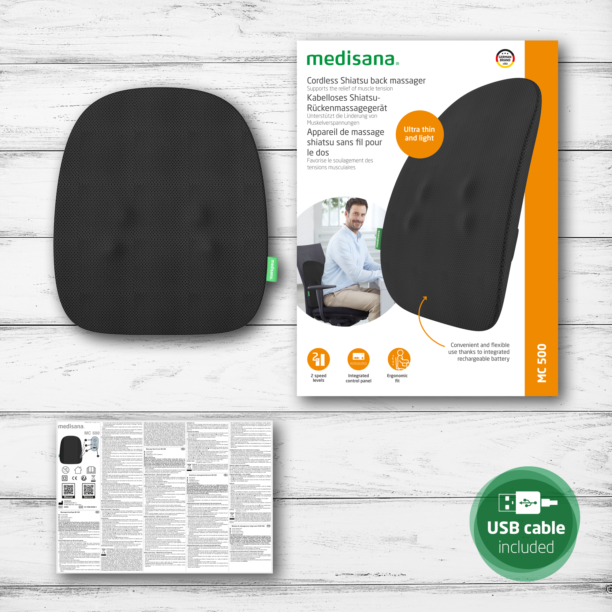 MC 500 | draadloos Shiatsu-rugmassageapparaat