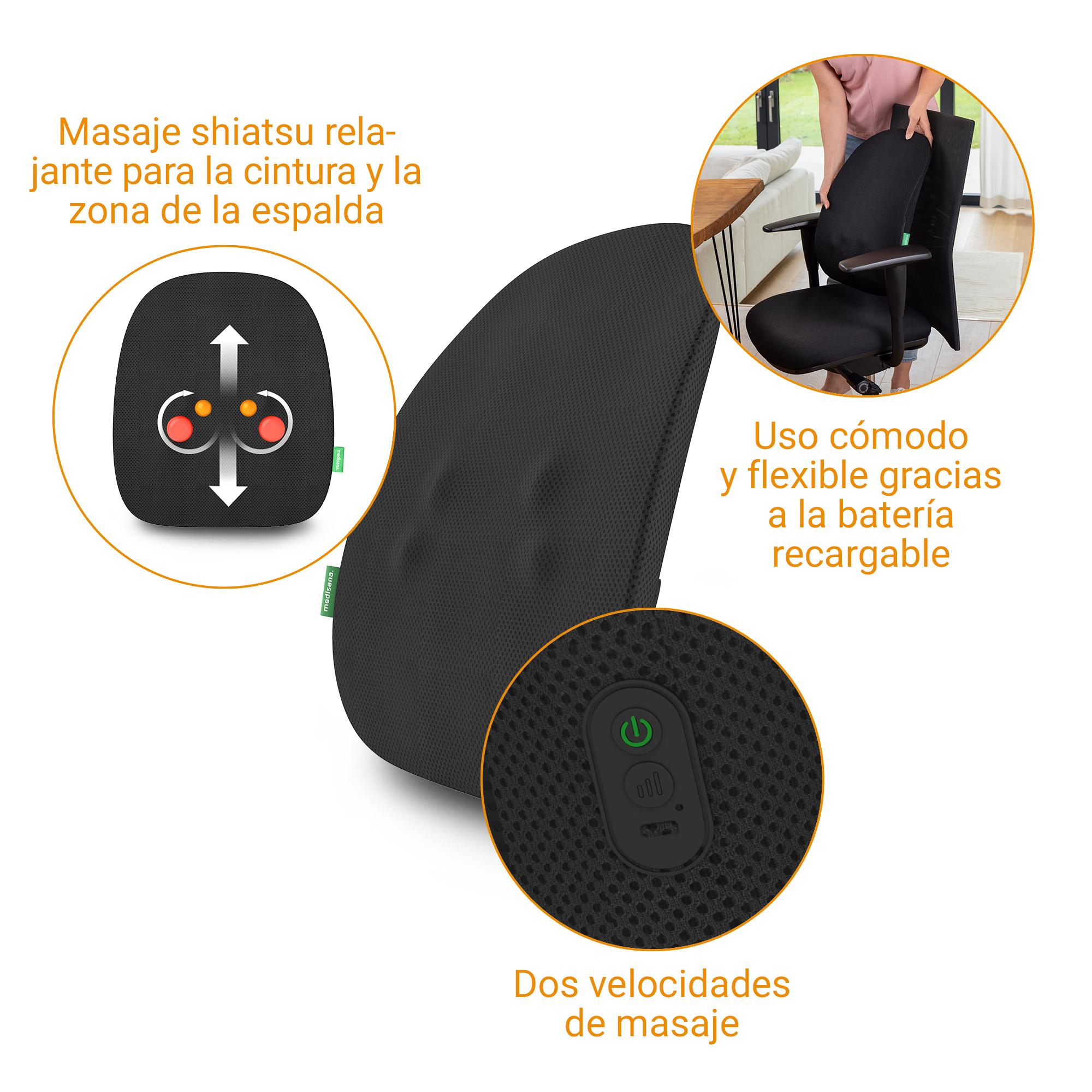 MC 500 | masajeador de espalda Shiatsu inalámbrico