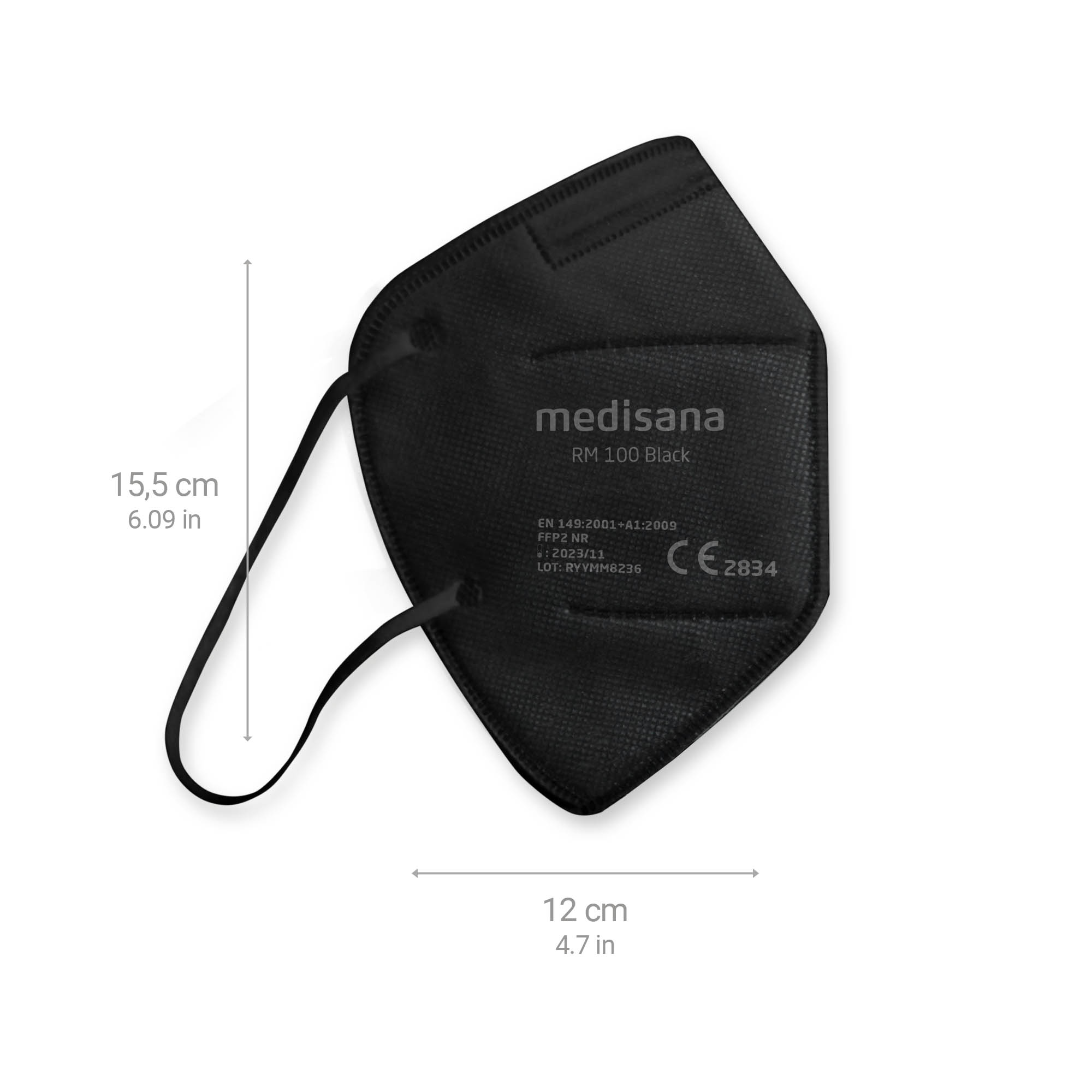 PhasedOut - medisana RM 100 FFP2 Maske - 100 Stück - schwarz