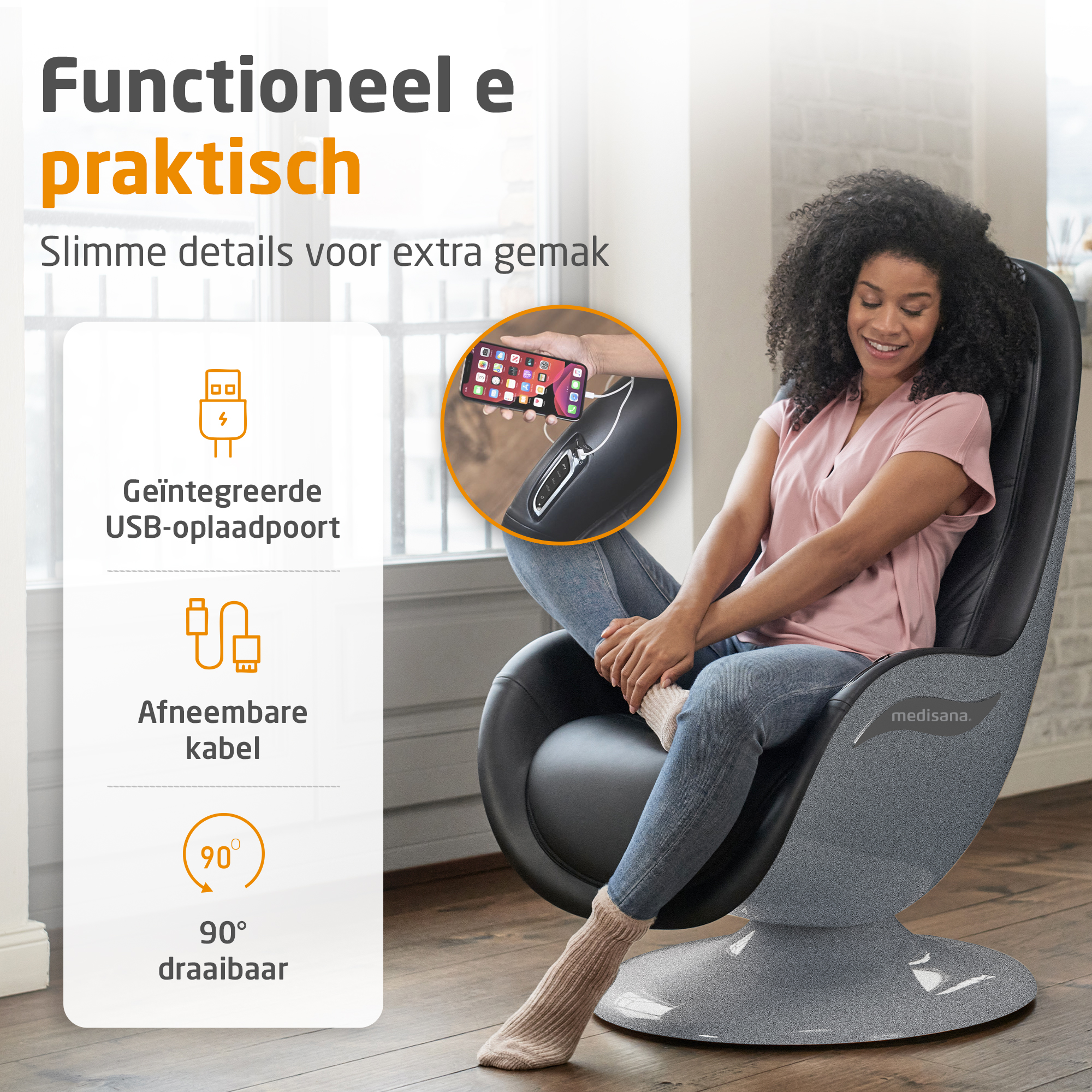 RS 670 | Loungefauteuil met massagefunctie en hocker