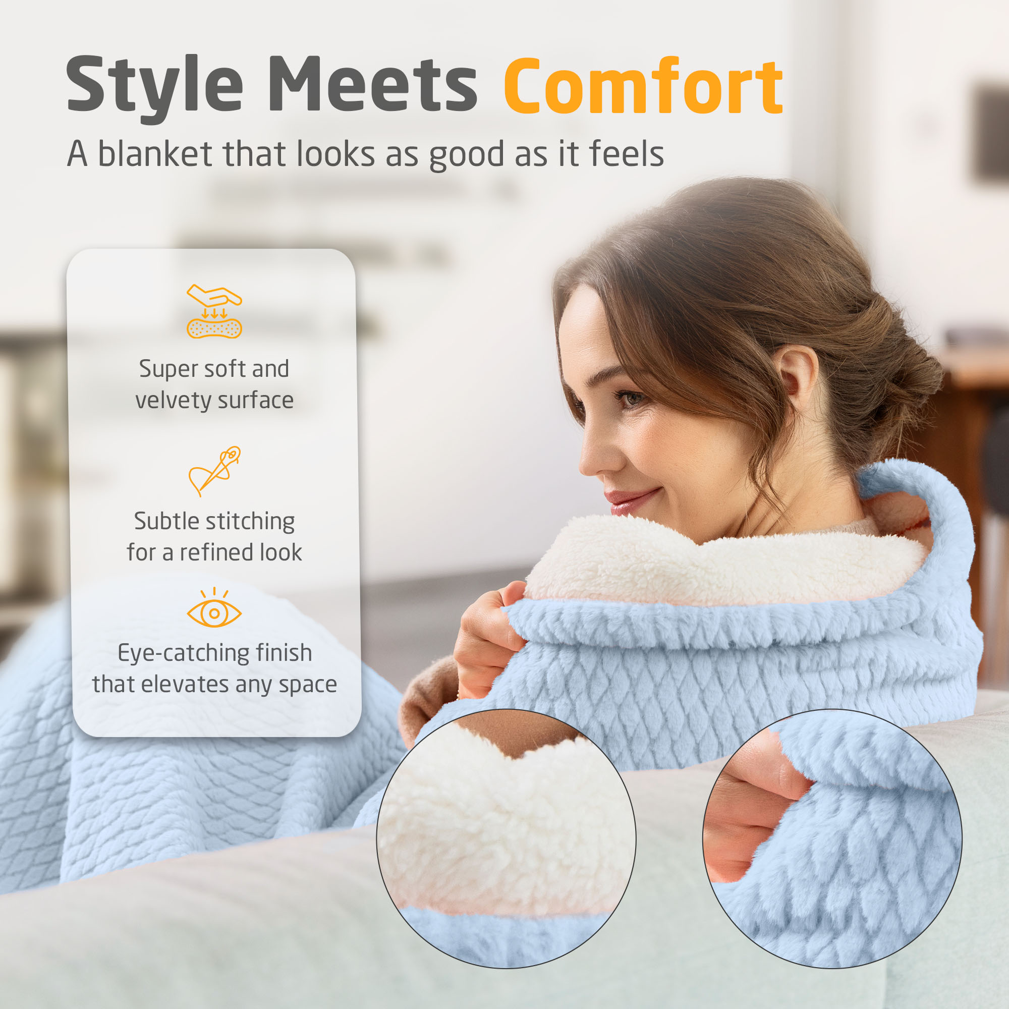 HB 415 | Cozy Heated Blanket | Denim Blue