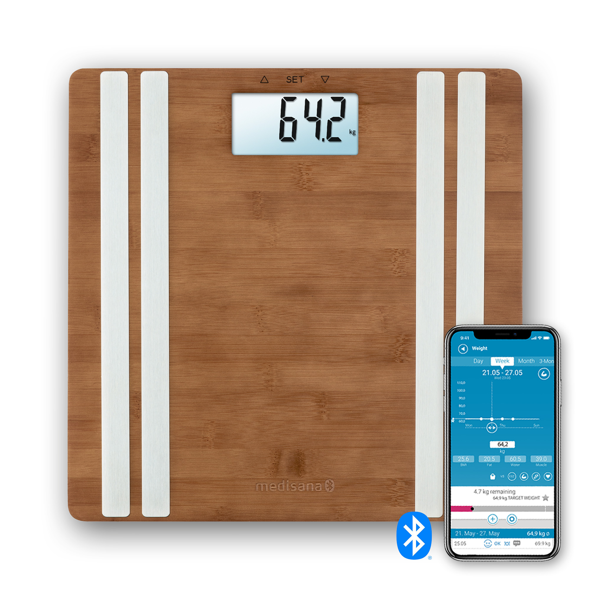 BS 552 connect | Báscula de análisis corporal de bambú