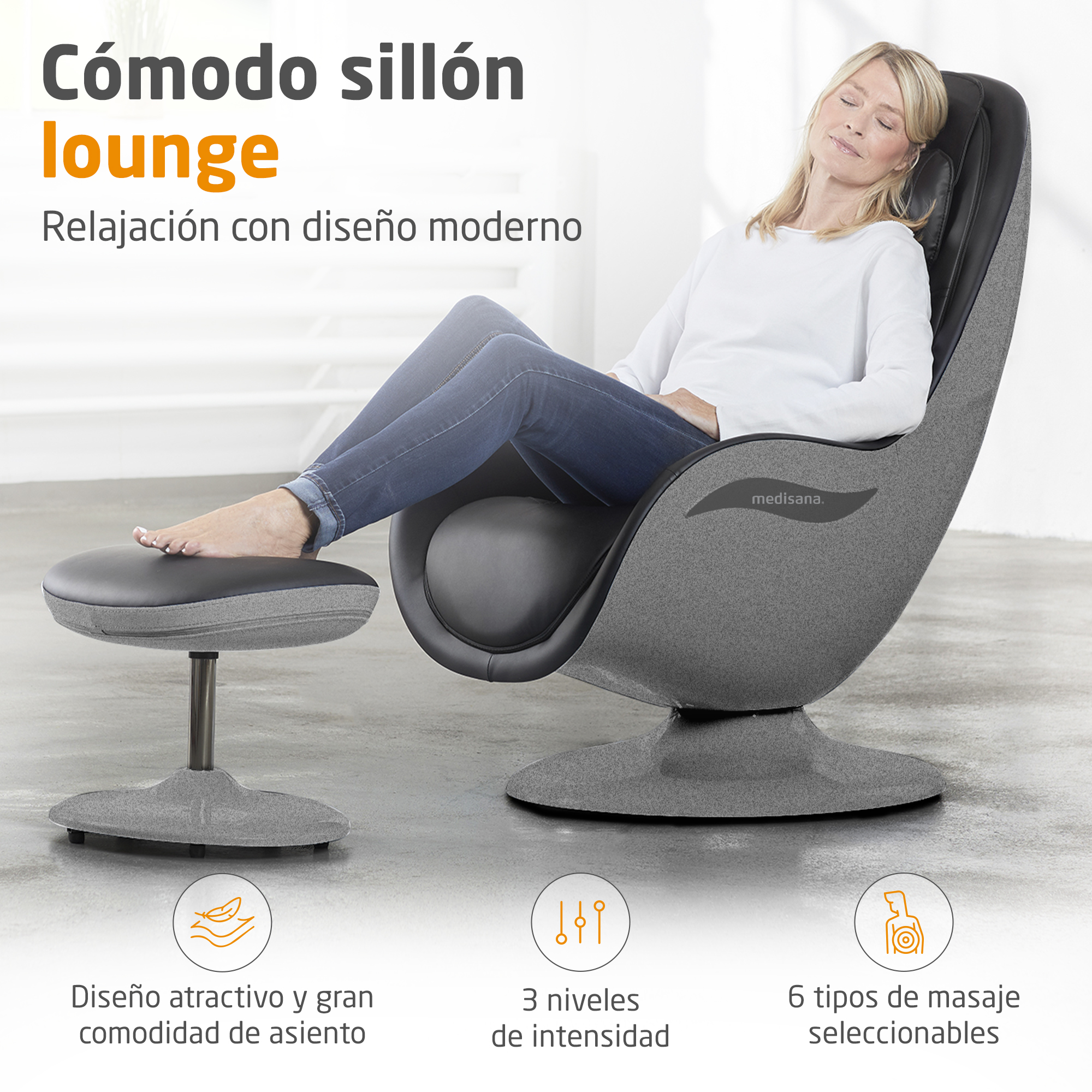 RS 670 | Sillón lounge con función de masaje y reposapiés